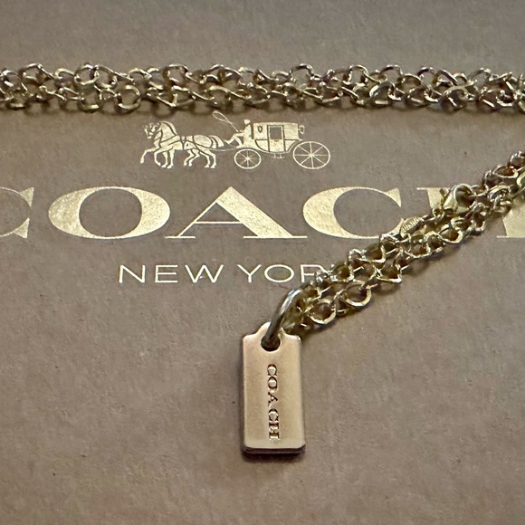 Coach Gold Hang Tag Pendant 18k/.925 Chunky Style Necklace - Picture 5 of 6